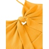 image:imageLYANER Womens Summer Tie Knot Cut Out Side Split Sleeveless Knit Bodycon Maxi Dress Sexy Vacation Long SundressBright Yellow