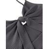 image:imageLYANER Womens Summer Tie Knot Cut Out Side Split Sleeveless Knit Bodycon Maxi Dress Sexy Vacation Long SundressDark Gray