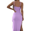 image:imageLYANER Womens Summer Tie Knot Cut Out Side Split Sleeveless Knit Bodycon Maxi Dress Sexy Vacation Long SundressLavender