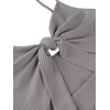 image:imageLYANER Womens Summer Tie Knot Cut Out Side Split Sleeveless Knit Bodycon Maxi Dress Sexy Vacation Long SundressLight Gray