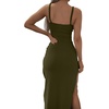 image:imageLYANER Womens Summer Tie Knot Cut Out Side Split Sleeveless Knit Bodycon Maxi Dress Sexy Vacation Long SundressLight Green