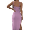 image:imageLYANER Womens Summer Tie Knot Cut Out Side Split Sleeveless Knit Bodycon Maxi Dress Sexy Vacation Long SundressLight Purple