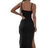 image:imageLYANER Womens Summer Tie Knot Cut Out Side Split Sleeveless Knit Bodycon Maxi Dress Sexy Vacation Long SundressSolid Black