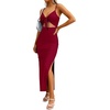 image:imageLYANER Womens Summer Tie Knot Cut Out Side Split Sleeveless Knit Bodycon Maxi Dress Sexy Vacation Long SundressWine Red