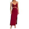 image:imageLYANER Womens Summer Tie Knot Cut Out Side Split Sleeveless Knit Bodycon Maxi Dress Sexy Vacation Long SundressWine Red