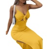 image:imageLYANER Womens Summer Tie Knot Cut Out Side Split Sleeveless Knit Bodycon Maxi Dress Sexy Vacation Long SundressYellow