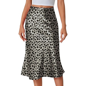 image:imageLYANER Womens Satin Silky Midi Skirt Elastic High Waist Zipper A Line Business Casual SkirtsGray