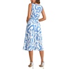 image:imageLYANER Womens Abstract Print Ruffle A Line Round Neck Sleeveless Casual Long Dress Blue Medium