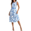 image:imageLYANER Womens Abstract Print Ruffle A Line Round Neck Sleeveless Casual Long Dress Blue Medium