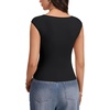 image:imageLYANER Womens Boat Neck Cap Sleeve Slim Fit Going Out Top Summer Casual Trendy Basic Tee ShirtsBlack