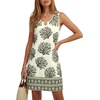 image:imageLYANER Womens Boho Cut Out Round Neck Sleeveless A Line Beach Vacation Mini SundressGreen