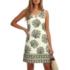 image:imageLYANER Womens Boho Cut Out Round Neck Sleeveless A Line Beach Vacation Mini SundressGreen
