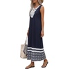 image:imageLYANER Womens Boho Print Notch V Neck Sleeveless A Line Beach Vacation Long SundressNavy Blue