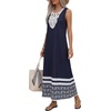 image:imageLYANER Womens Boho Print Notch V Neck Sleeveless A Line Beach Vacation Long SundressNavy Blue