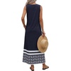 image:imageLYANER Womens Boho Print Notch V Neck Sleeveless A Line Beach Vacation Long SundressNavy Blue