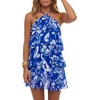 image:imageLYANER Womens Boho Ruffle Layered Halter Neck Sleeveless Beach Vacation Mini DressBlue