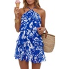 image:imageLYANER Womens Boho Ruffle Layered Halter Neck Sleeveless Beach Vacation Mini DressBlue