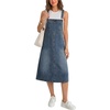 image:imageLYANER Womens Button Sleeveless Vintage Long Denim Bib Overall Jumper Dress with PocketBlue