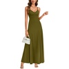 image:imageLYANER Womens Casual Summer Dress V Neck Ruffle Spaghetti Strap A Line Elegant Maxi SundressesArmy Green