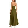 image:imageLYANER Womens Casual Summer Dress V Neck Ruffle Spaghetti Strap A Line Elegant Maxi SundressesArmy Green
