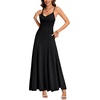 image:imageLYANER Womens Casual Summer Dress V Neck Ruffle Spaghetti Strap A Line Elegant Maxi SundressesBlack