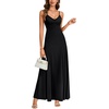 image:imageLYANER Womens Casual Summer Dress V Neck Ruffle Spaghetti Strap A Line Elegant Maxi SundressesBlack