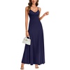 image:imageLYANER Womens Casual Summer Dress V Neck Ruffle Spaghetti Strap A Line Elegant Maxi SundressesDark Blue
