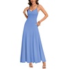 image:imageLYANER Womens Casual Summer Dress V Neck Ruffle Spaghetti Strap A Line Elegant Maxi SundressesSky Blue