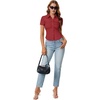 image:imageLYANER Womens Collar V Neck Button Slim Fitted Blouse Ribbed Knit Short Sleeve Shirt Going Out TopBurgundy