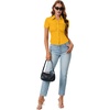 image:imageLYANER Womens Collar V Neck Button Slim Fitted Blouse Ribbed Knit Short Sleeve Shirt Going Out TopGinger