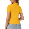 image:imageLYANER Womens Collar V Neck Button Slim Fitted Blouse Ribbed Knit Short Sleeve Shirt Going Out TopGinger