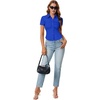 image:imageLYANER Womens Collar V Neck Button Slim Fitted Blouse Ribbed Knit Short Sleeve Shirt Going Out TopRoyal Blue