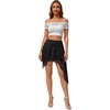image:imageLYANER Womens Cute Lace Asymmetrical Y2K Skirts Sexy Hight Waist A Line Layered Ruffle Mini SkirtBlack