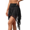 image:imageLYANER Womens Cute Lace Asymmetrical Y2K Skirts Sexy Hight Waist A Line Layered Ruffle Mini SkirtBlack