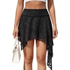 image:imageLYANER Womens Cute Lace Asymmetrical Y2K Skirts Sexy Hight Waist A Line Layered Ruffle Mini SkirtBlack