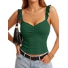 image:imageLYANER Womens Cute Tank Tops Sweetheart Neck Ruffle Strap Ruched Sleeveless Ribbed Knit Cami TopDark Green