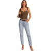 image:imageLYANER Womens Cute Tank Tops Sweetheart Neck Ruffle Strap Ruched Sleeveless Ribbed Knit Cami TopReddish Brown