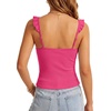 image:imageLYANER Womens Cute Tank Tops Sweetheart Neck Ruffle Strap Ruched Sleeveless Ribbed Knit Cami TopRose