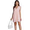 image:imageLYANER Womens Elegant Eyelet V Neck Ruffle Cap Sleeve Tank Babydoll A Line Mini DressPure Pink