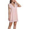 image:imageLYANER Womens Elegant Eyelet V Neck Ruffle Cap Sleeve Tank Babydoll A Line Mini DressPure Pink