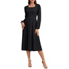 image:imageLYANER Womens Fall Square Neck Long Sleeve Tiered A Line Ribbed Knit Elegant Sweater DressBlack