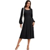 image:imageLYANER Womens Fall Square Neck Long Sleeve Tiered A Line Ribbed Knit Elegant Sweater DressBlack