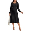 image:imageLYANER Womens Fall Square Neck Long Sleeve Tiered A Line Ribbed Knit Elegant Sweater DressBlack