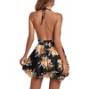 image:imageLYANER Womens Halter Deep V Neck Backless Ruffle Sleeveless Sexy Skater Mini DressOrange Rose