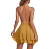 image:imageLYANER Womens Halter Deep V Neck Backless Ruffle Sleeveless Sexy Skater Mini DressPlain Ginger