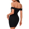 image:imageLYANER Womens Off Shoulder Ruched Sexy Party Club Cocktail Mini Bodycon DressBlack