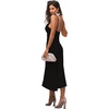 image:imageLYANER Womens Satin Spaghetti Straps Cowl Neck Sexy Ruch Cocktail Midi DressesBlack