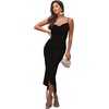 image:imageLYANER Womens Satin Spaghetti Straps Cowl Neck Sexy Ruch Cocktail Midi DressesBlack