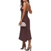 image:imageLYANER Womens Satin Spaghetti Straps Cowl Neck Sexy Ruch Cocktail Midi DressesChocolate Brown