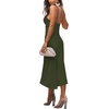 image:imageLYANER Womens Satin Spaghetti Straps Cowl Neck Sexy Ruch Cocktail Midi DressesGarden Green
